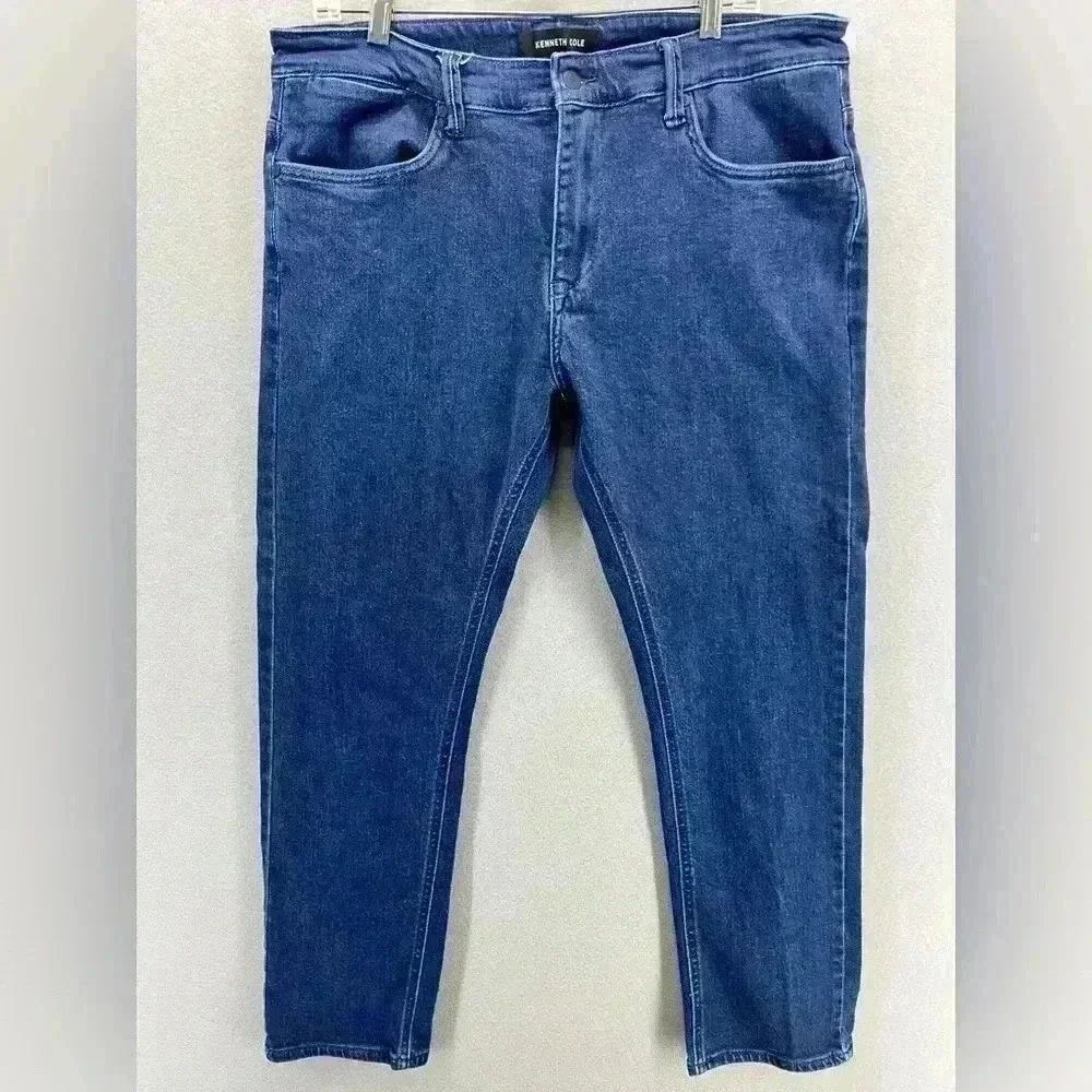 Kenneth Cole Mens Slim fit Jeans in Leroy wash (Medium Blue)